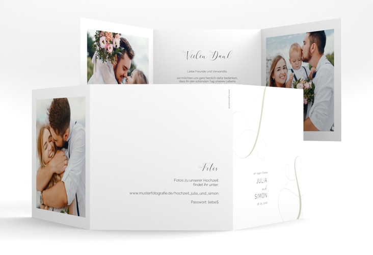 Dankeskarte Hochzeit Eheschließung quadr. Doppel-Klappkarte weiss