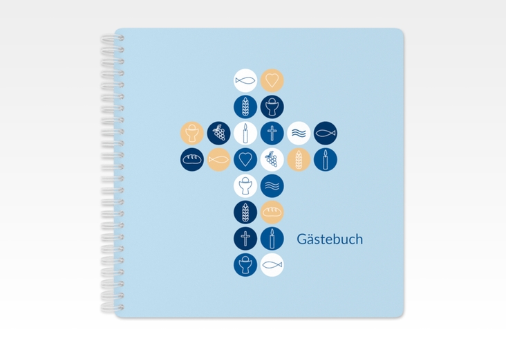 Gästebuch Konfirmation Gemeinschaft Ringbindung blau