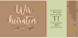 Hochzeitseinladung Noble Wickelfalzkarte + Banderole kraftpapier mit elegantem Schriftzug
