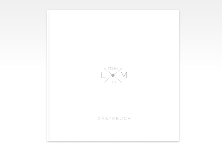 Gästebuch Creation Initials 20 x 20 cm, Hardcover grau mit Initialen im minimalistischen Design