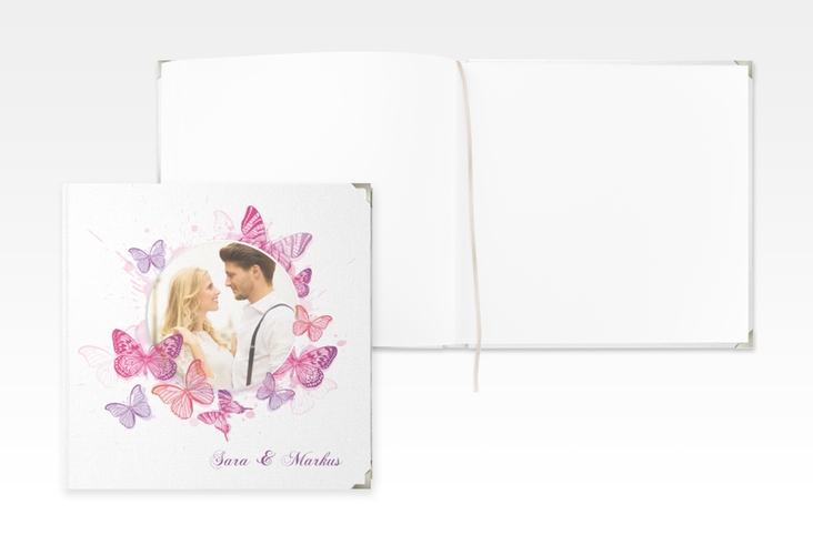 Gästebuch Selection Hochzeit Schmetterlinge Leinen-Hardcover pink