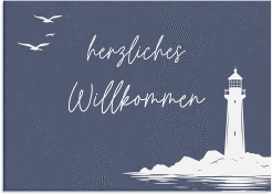 Willkommensschild Leinwand "Leuchtturm"