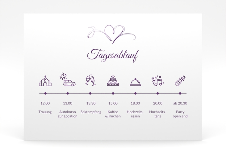 Tagesablauf Poster Hochzeit Envie 70 x 50 cm Poster lila