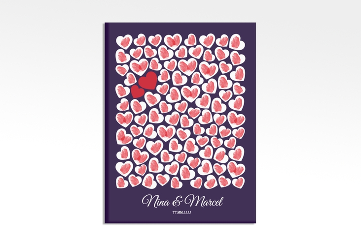 Wedding Tree Leinwand Herzen (bis 95 Gäste) 30 x 40 cm lila