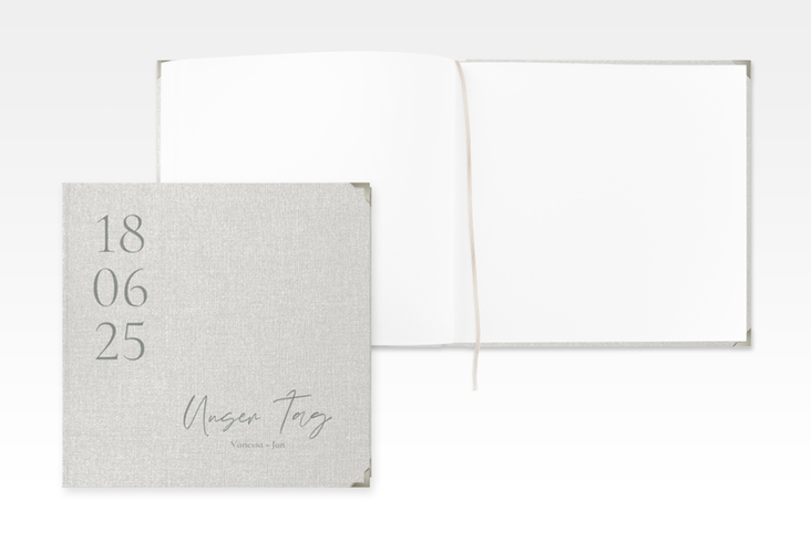 Gästebuch Selection Hochzeit Day Leinen-Hardcover weiss mit Datum im minimalistischen Design