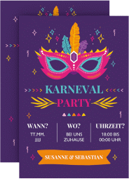 Klick: Details zu Party Einladungskarte "Karneval" anzeigen Party Einladungskarte Karneval