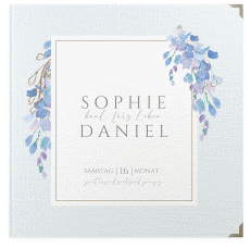 Gästebuch Selection Hochzeit Blauregen Leinen-Hardcover blau mit Wisteria-Blüten