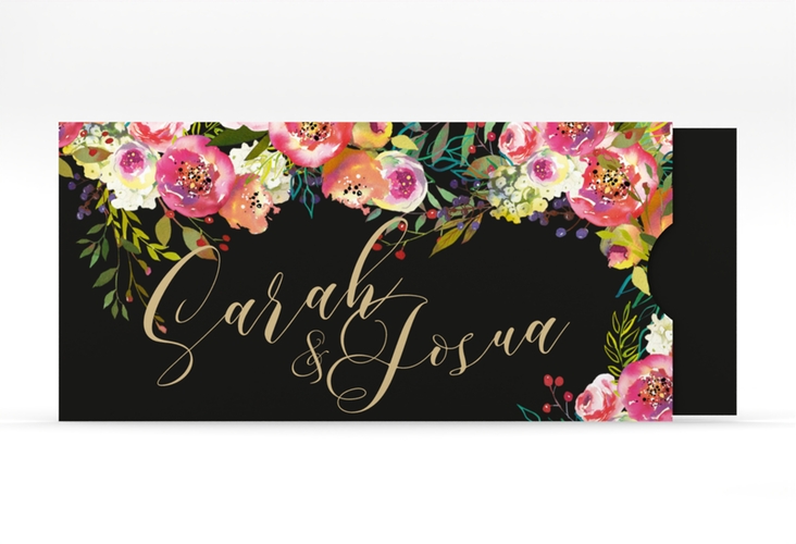 Hochzeitseinladung Flowerbomb Einsteckkarte schwarz