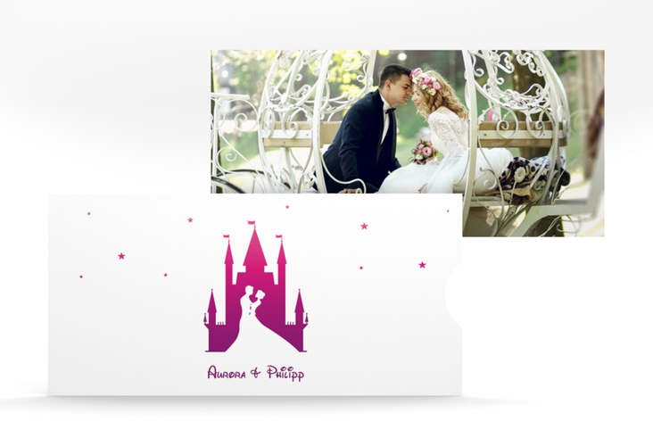 Hochzeitseinladung Castle Einsteckkarte pink hochglanz
