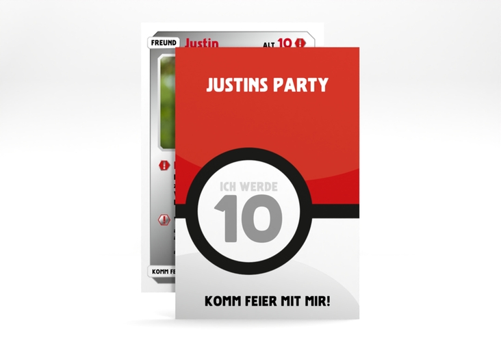 Einladungskarte Kindergeburtstag Poketball A6 Karte hoch