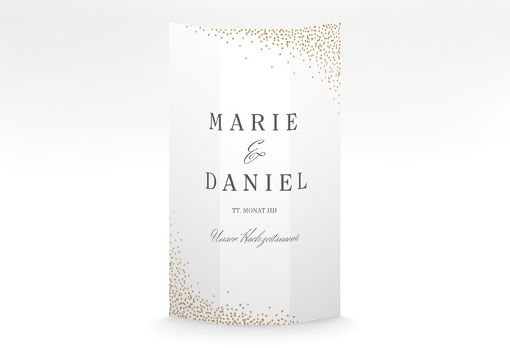 Menükarte Hochzeit "Glitter" DIN A4 Wickelfalz weiss
