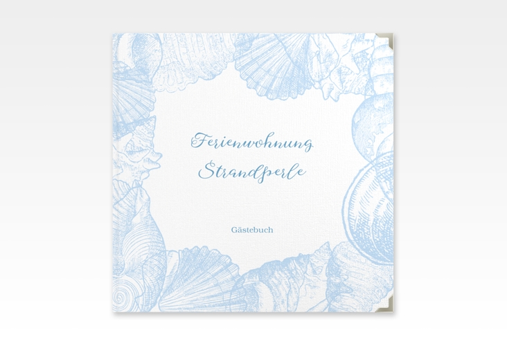 Gästebuch Selection Ferienwohnung Strandperle Leinen-Hardcover mit Muschel-Rahmen