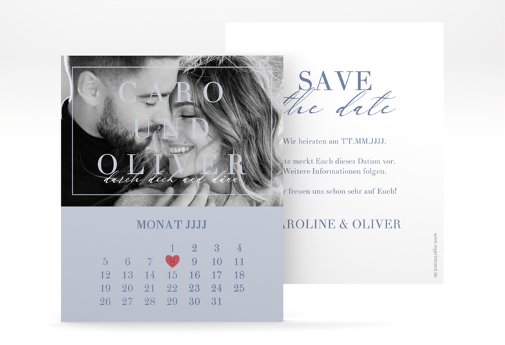 Save the Date-Kalenderblatt Moment Kalenderblatt-Karte blau hochglanz