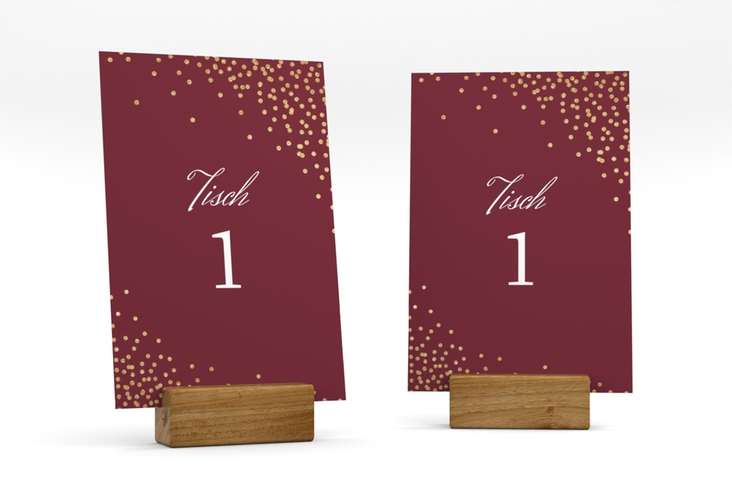 Tischnummer Hochzeit Glitter Tischaufsteller rot hochglanz