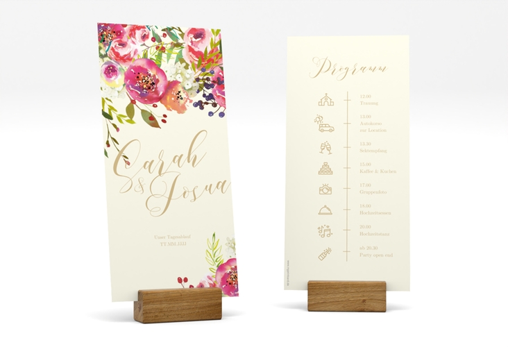 Tagesablauf Hochzeit Flowerbomb lange Karte hoch