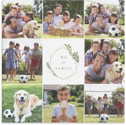 Fotocollage Leinwand Leafy Frame (30x30 cm) 30 x 30 cm Leinwand gold im Greenery-Stil mit acht Fotos