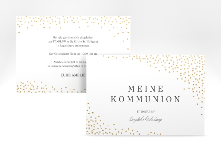 Einladung Kommunion Glanzvoll A6 Karte quer weiss hochglanz