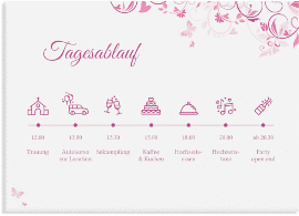 Klick: Details zu Tagesablauf Leinwand Hochzeit "Lilly" anzeigen Tagesablauf Leinwand Hochzeit "Lilly" 70 x 50 cm Leinwand pink