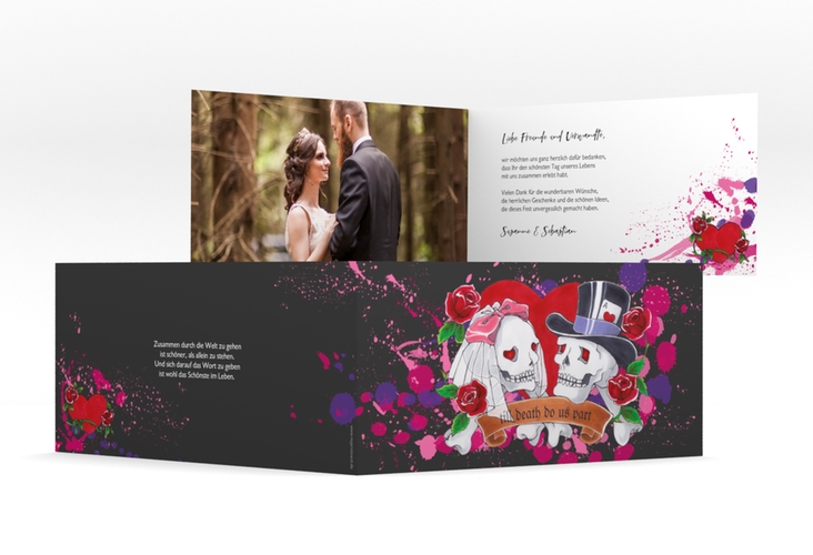 Dankeskarte Hochzeit "Palermo" lange Klappkarte quer