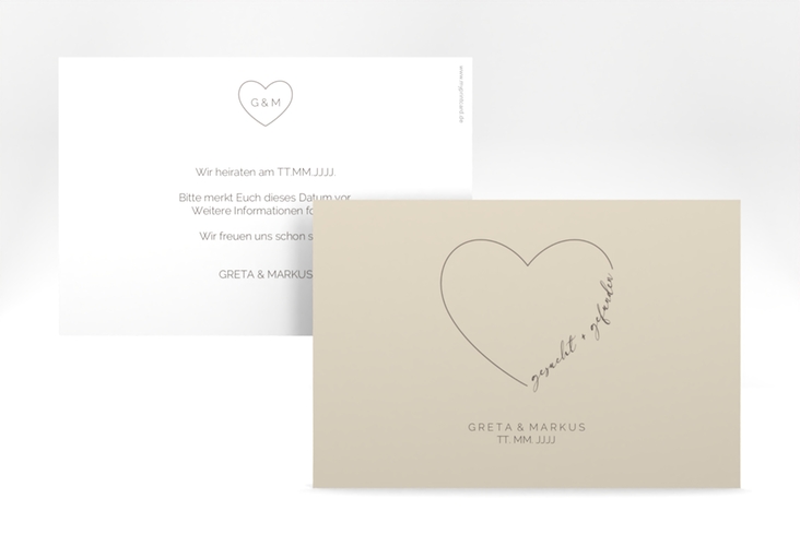 Save the Date-Karte Lebenstraum A6 Karte quer beige hochglanz