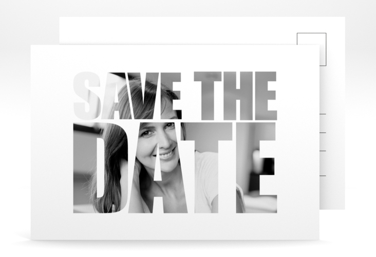 Save the Date-Postkarte Geburtstag Jahreszahl A6 Postkarte weiss hochglanz