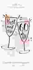 Einladung 60. Geburtstag Sektgläser lange Karte hoch rot