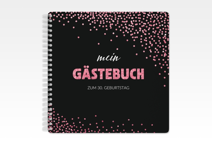 Gästebuch Geburtstag Glitzer Ringbindung pink