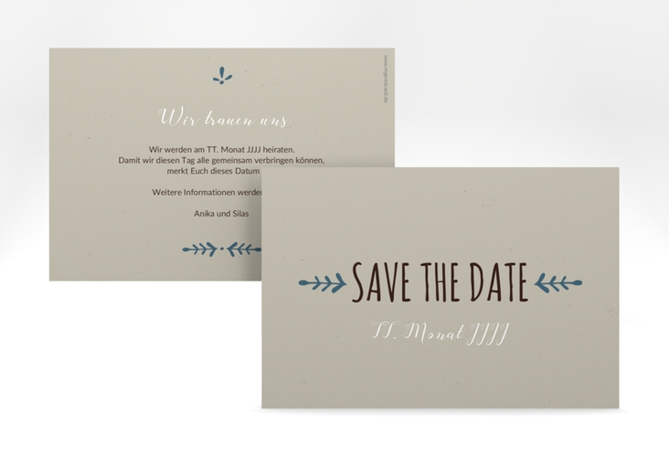 Save the Date-Karte Hochzeit Eden A6 Karte quer blau