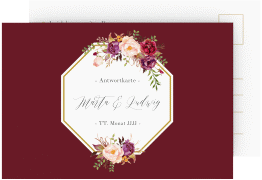 Klick: Details zu Antwortkarte Hochzeit "Prachtvoll" anzeigen Antwortkarte Hochzeit Prachtvoll A6 Postkarte rot