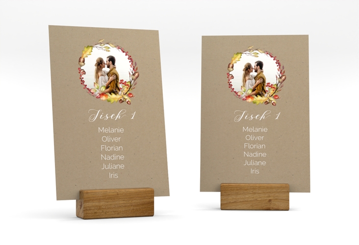 Tischaufsteller Hochzeit Herbstlich Tischaufsteller Kraftpapier