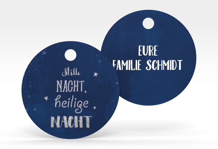 Geschenkanhänger Weihnachten Sternenzauber Geschenkanhänger, rund silber Sternenhimmel-Motiv