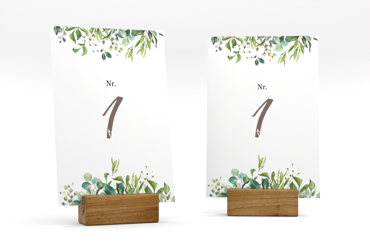Tischnummer Hochzeit Natural Tischaufsteller weiss