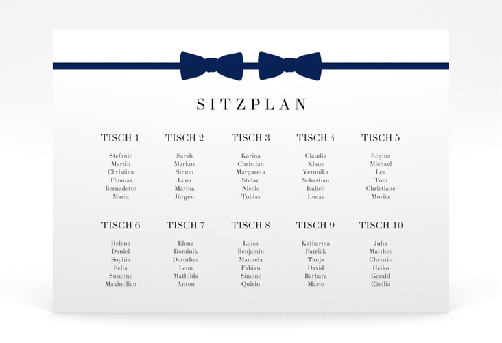 Sitzplan Poster Hochzeit Suits 70 x 50 cm Poster blau
