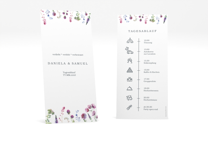 Tagesablauf Hochzeit Wildblumen lange Karte hoch