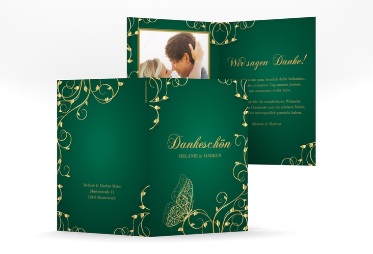 Dankeskarte Hochzeit Eternity A6 Klappkarte hoch gruen