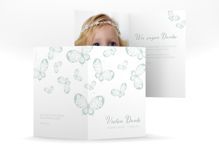 Danksagung Taufe Protection A6 Klappkarte hoch mint