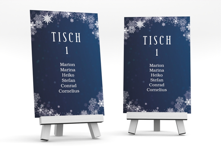 Tischaufsteller Hochzeit Winterdream Tischaufsteller blau mit Eisblumen