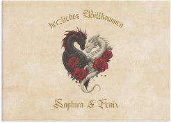 Willkommensschild Leinwand "Drachenliebe"
