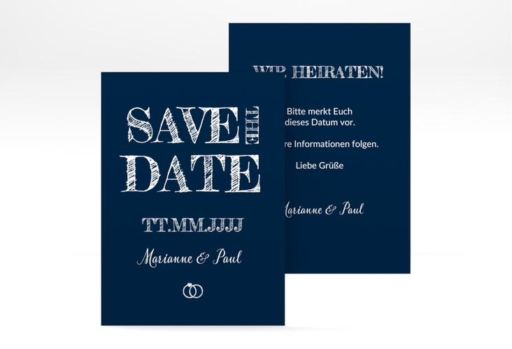 Save the Date-Visitenkarte Rise Visitenkarte hoch blau hochglanz