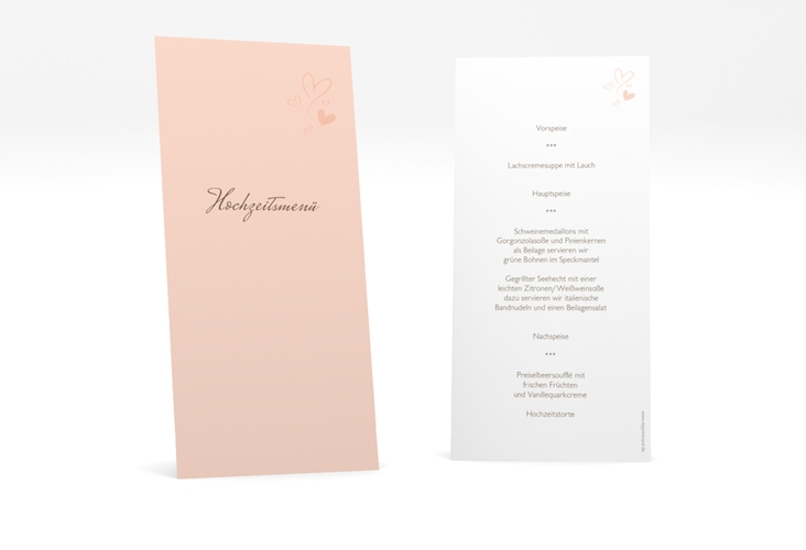 Menükarte Hochzeit Purity lange Karte hoch apricot