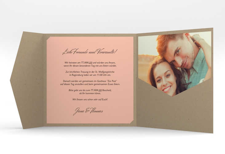 Hochzeitseinladung Letters Pocketfold apricot