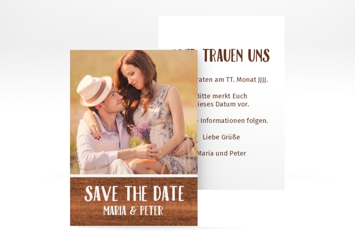 Save the Date-Visitenkarte Landliebe Visitenkarte hoch braun