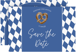 Klick: Details zu Save the Date-Karte "Bayrisch" anzeigen Save the Date-Karte Bayrisch A6 Karte quer blau