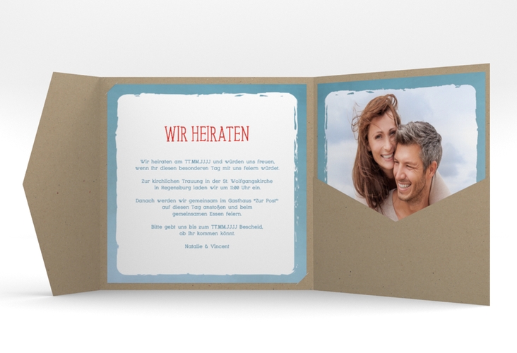 Hochzeitseinladung Ehehafen Pocketfold hochglanz