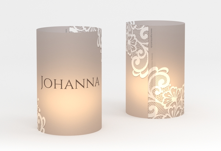 Windlicht Hochzeit Vintage Windlicht grau mit floraler Spitze