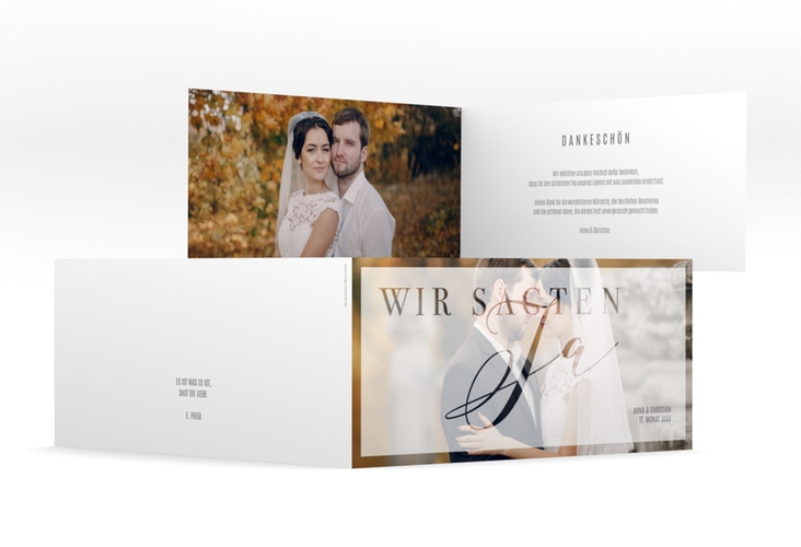 Danksagungskarte Hochzeit Amazing lange Klappkarte quer