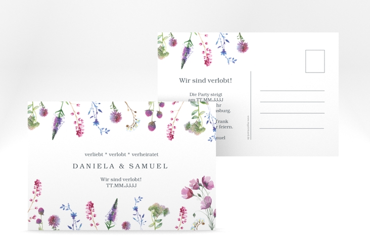Verlobungskarte Hochzeit Wildblumen A6 Postkarte