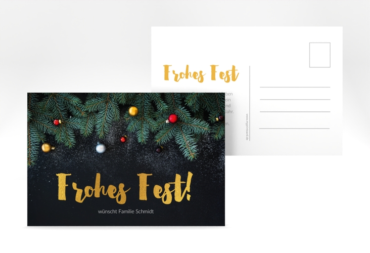 Weihnachtskarte Weihnachtszauber A6 Postkarte schwarz hochglanz