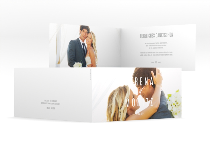 Danksagungskarte Hochzeit Memory lange Klappkarte quer
