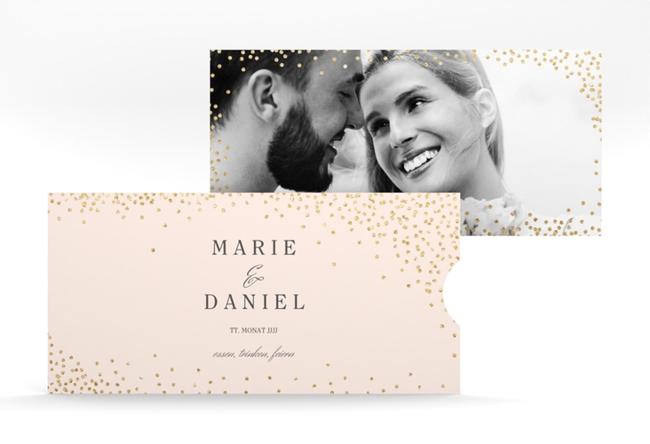 Hochzeitseinladung Glitter Einsteckkarte rosa